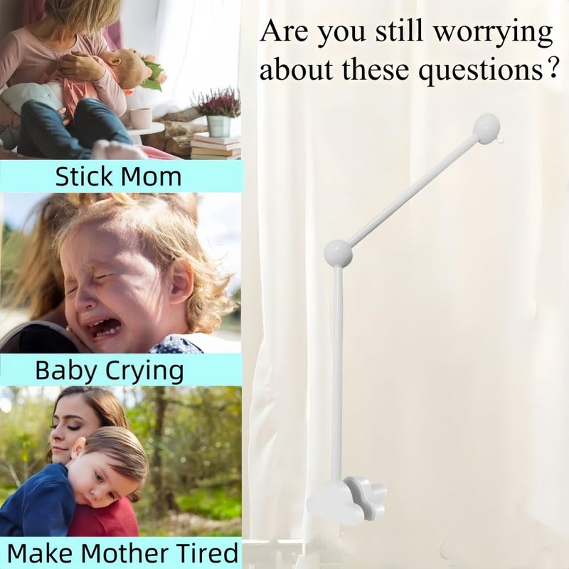 Accfore Baby Crib Mobile Arm,27.2 Inches Wooden Baby Mobile Hanger for Crib,Adjustable Mobile Arm for Crib Cot Bed Bassinet Wind Chimes Bed Bell Nursery Cloud Design (White) - Image 3